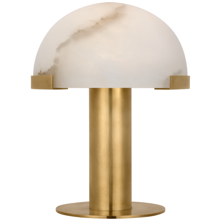 Melange 8" Rechargeable Accent Lamp in Antique-Burnished Brass with Alabaster