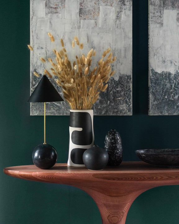 Cleo Orb Base Desk Lamp, a premium Decorative light by Visual Comfort & Co. Close - up image of its design.