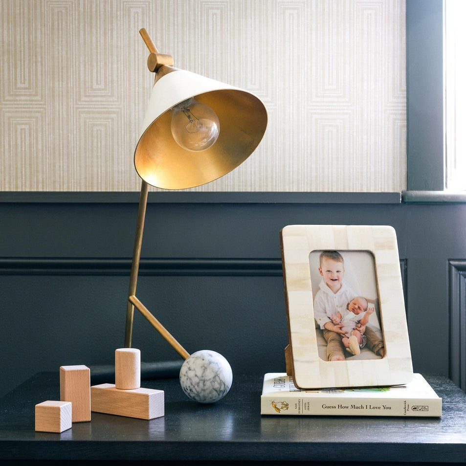 Cleo Table Lamp, a premium Functional light by Visual Comfort & Co. Close - up image of its design.