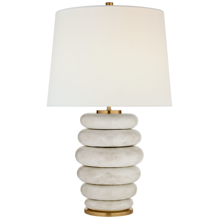 Phoebe Cordless Stacked Table Lamp in Antique White Ceramic
