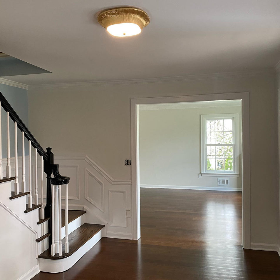 Utopia Round Flush Mount, a premium Flush Mount light by Visual Comfort & Co. Close - up image of its design.