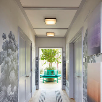 Covet Medium Flush Mount, a premium Flush Mount light by Visual Comfort & Co. Close - up image of its design.