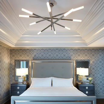 Rousseau Grande Ten Light Articulating Chandelier, a premium Chandelier light by Visual Comfort & Co. Close - up image of its design.