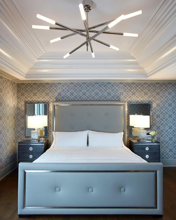 Rousseau Grande Ten Light Articulating Chandelier, a premium Chandelier light by Visual Comfort & Co. Close - up image of its design.