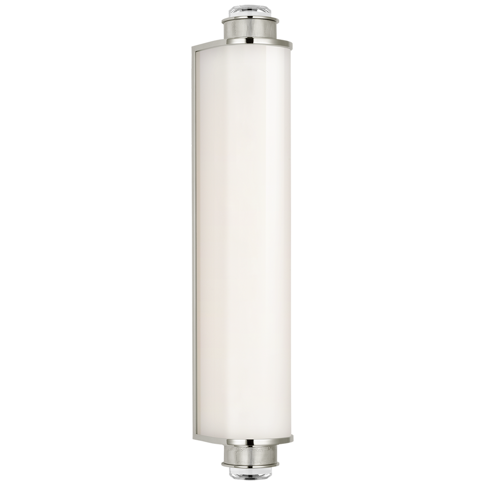 Percy 21" Linear Bath Sconce in Polished Nickel with White Glass