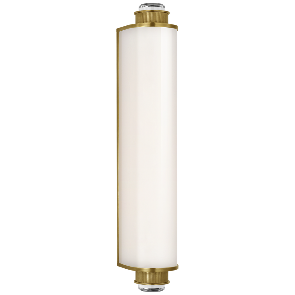 Percy 21" Linear Bath Sconce in Soft Brass with White Glass