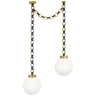 Bellamy 2 Light Statement Chain 12" Globe Chandelier in Soft Brass and Bronze with White Glass