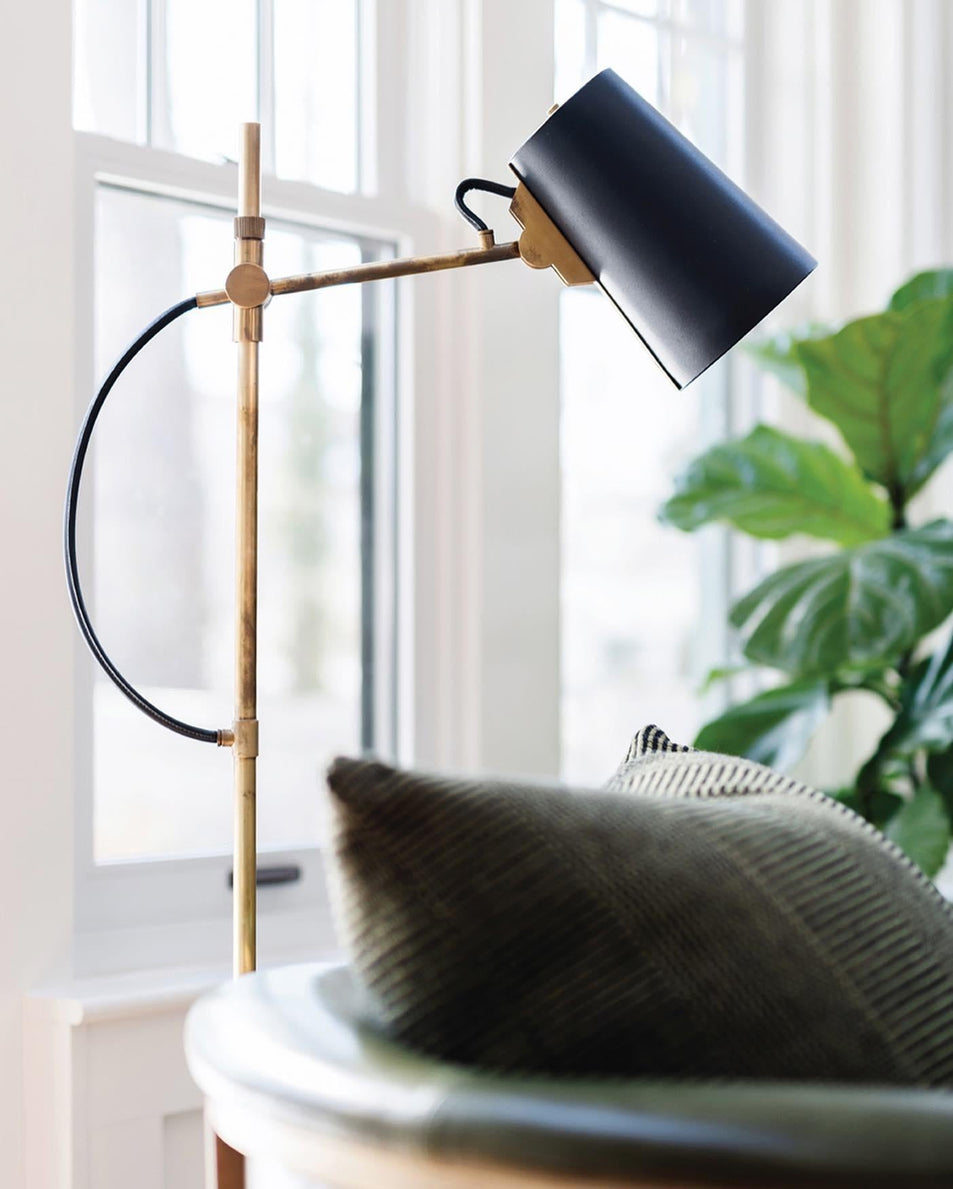 Benton Adjustable Floor Lamp, a premium Functional light by Visual Comfort & Co. Close - up image of its design.