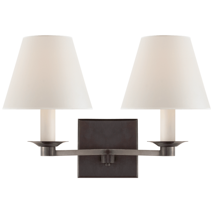 Evans Double Arm Sconce, a premium Decorative light by Visual Comfort & Co. Close - up image of its design.
