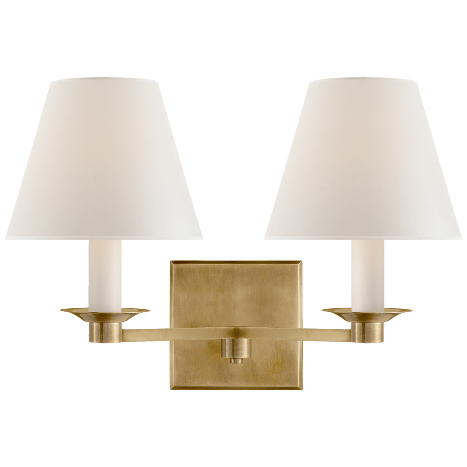 Evans Double Arm Sconce, a premium Decorative light by Visual Comfort & Co. Close - up image of its design.