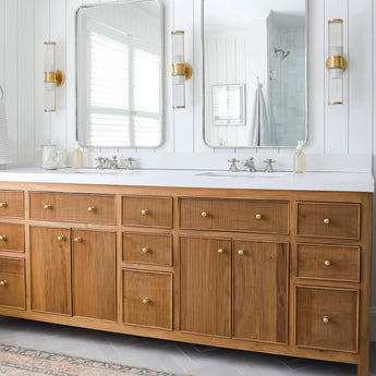 Allen Double Light Sconce, a premium Bath light by Visual Comfort & Co. Close - up image of its design.