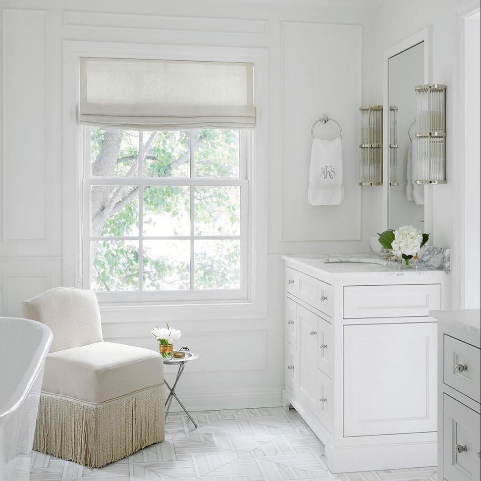 Allen Medium Linear Sconce, a premium Bath light by Visual Comfort & Co. Close - up image of its design.