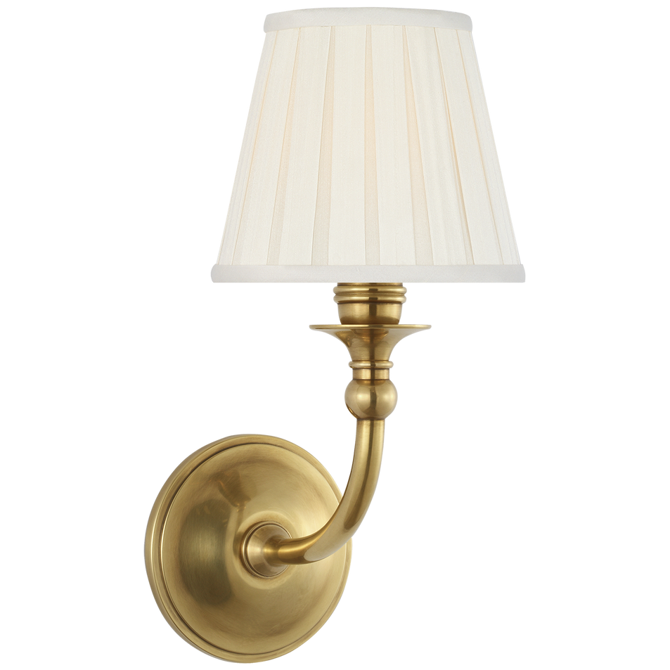 Embers 12" Single Sconce in Natural Brass with Silk Box Pleat