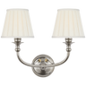 Embers 12" Double Sconce in Butler's Silver with Silk Box Pleat
