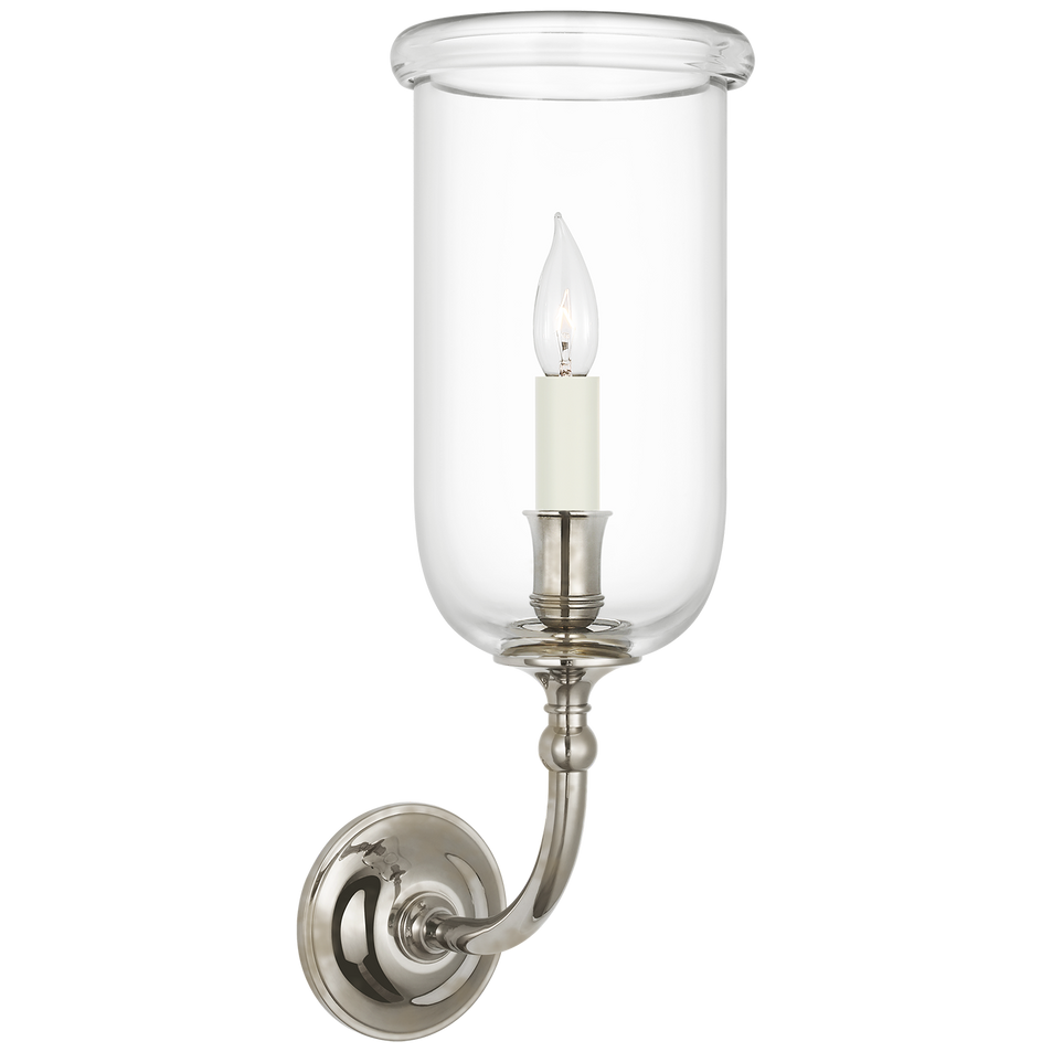 Embers 20" Single Hurricane Sconce in Butler's Silver with Clear Glass