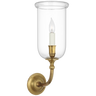 Embers 20" Single Hurricane Sconce in Natural Brass with Clear Glass