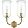 Embers 20" Double Hurricane Sconce in Natural Brass with Clear Glass