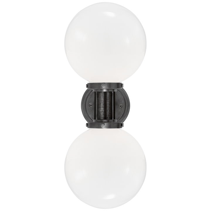 McCarren Double Sconce, a premium Bath light by Visual Comfort & Co. Close - up image of its design.