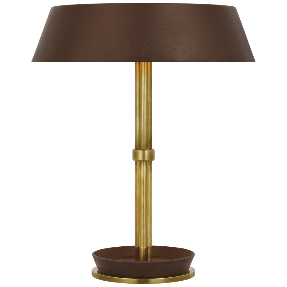 Hudson St. 20" Table Lamp in Natural Brass and Carob Leather