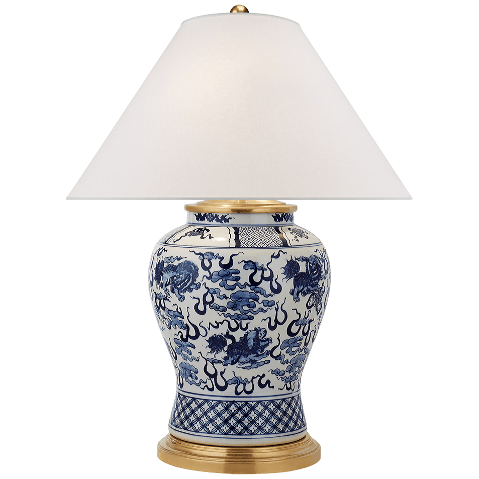 Foo Dog Medium Table Lamp, a premium Decorative light by Visual Comfort & Co. Close - up image of its design.