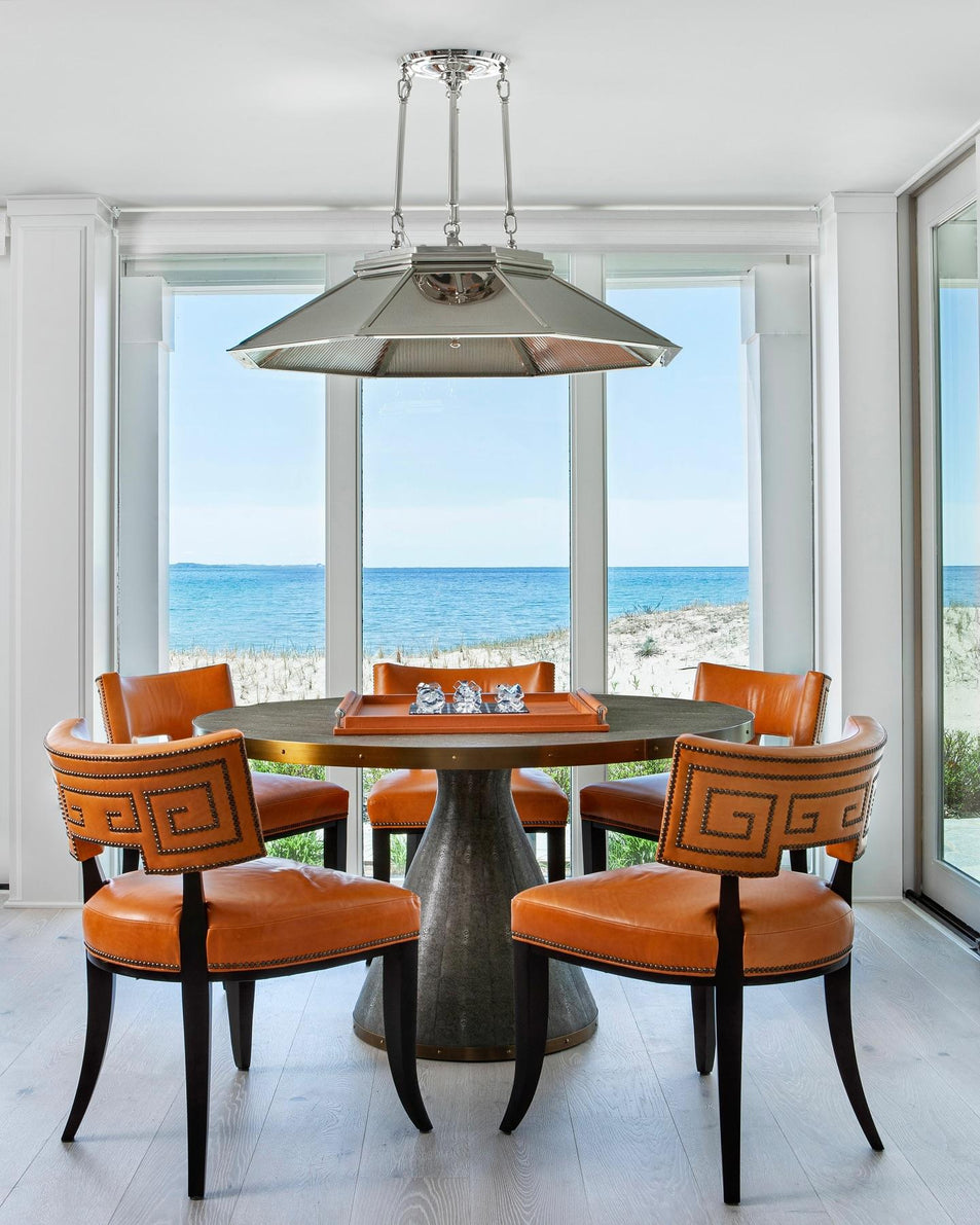 Rivington Medium Eight - Paneled Chandelier, a premium Chandelier light by Visual Comfort & Co. Close - up image of its design.