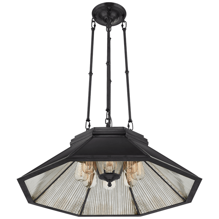 Rivington Medium Eight - Paneled Chandelier, a premium Chandelier light by Visual Comfort & Co. Close - up image of its design.