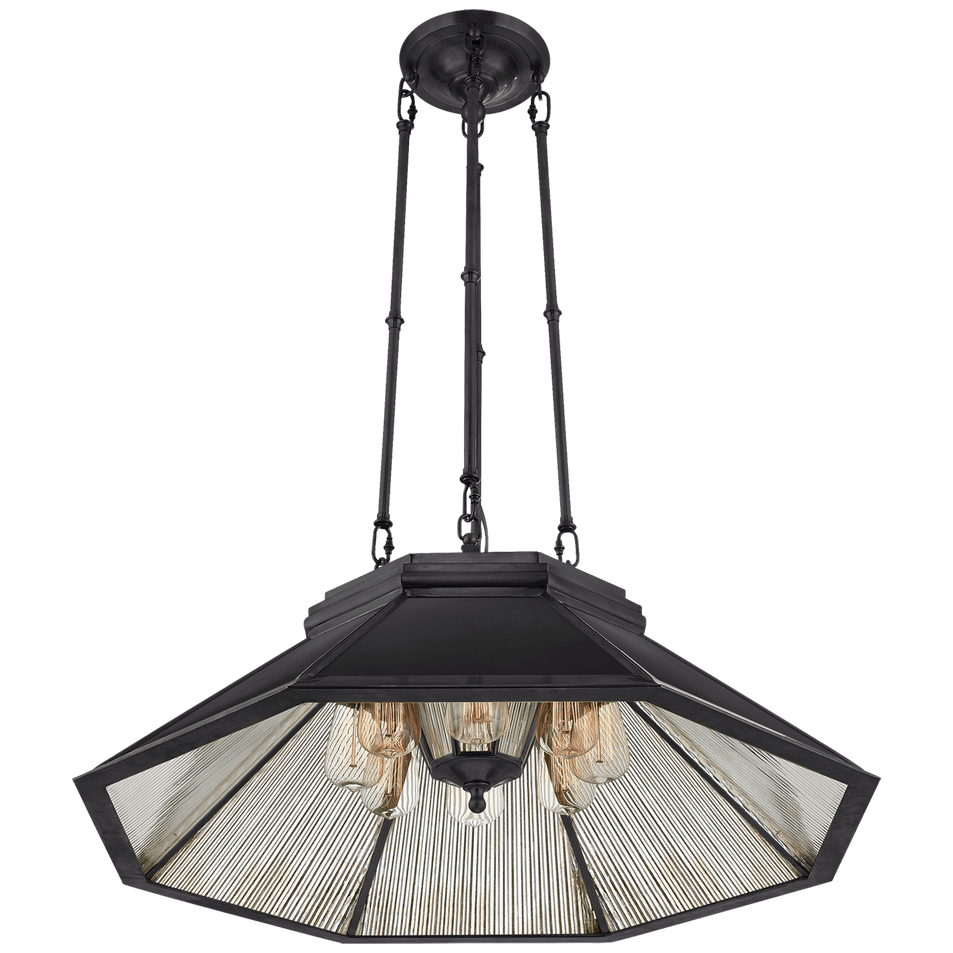 Rivington Medium Eight - Paneled Chandelier, a premium Chandelier light by Visual Comfort & Co. Close - up image of its design.