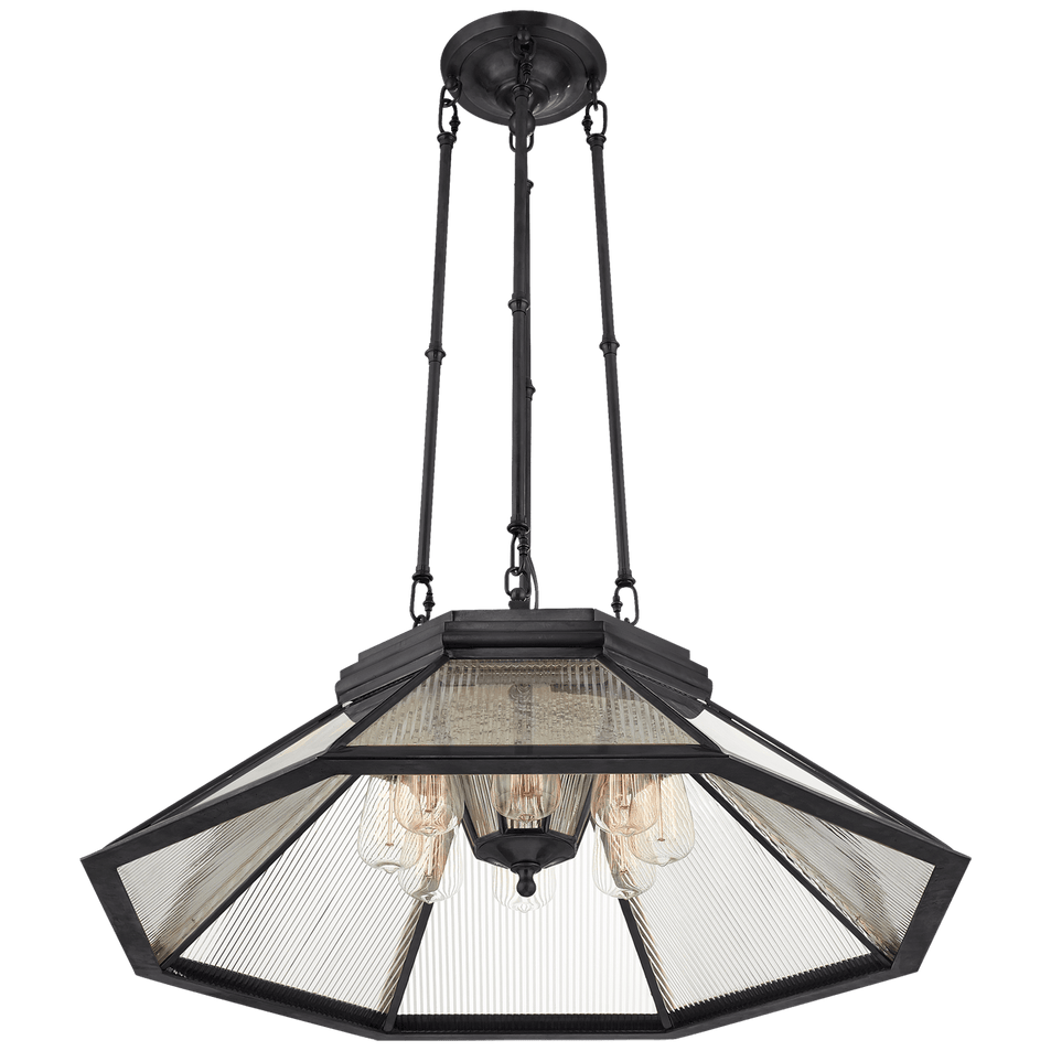 Rivington Medium Eight - Paneled Chandelier, a premium Chandelier light by Visual Comfort & Co. Close - up image of its design.