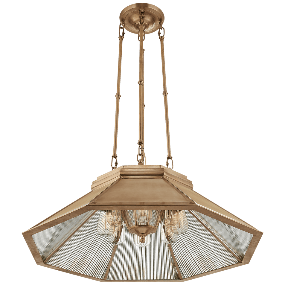 Rivington Medium Eight - Paneled Chandelier, a premium Chandelier light by Visual Comfort & Co. Close - up image of its design.