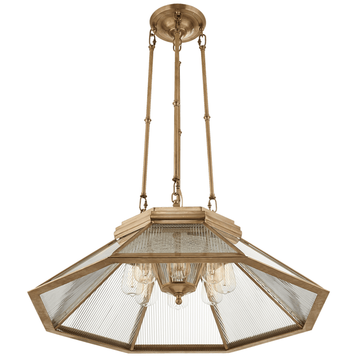 Rivington Medium Eight - Paneled Chandelier, a premium Chandelier light by Visual Comfort & Co. Close - up image of its design.