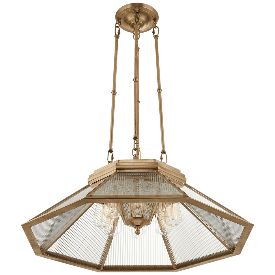 Rivington Medium Eight - Paneled Chandelier, a premium Chandelier light by Visual Comfort & Co. Close - up image of its design.