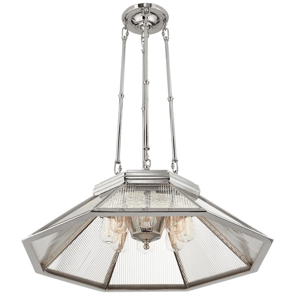 Rivington Medium Eight - Paneled Chandelier, a premium Chandelier light by Visual Comfort & Co. Close - up image of its design.