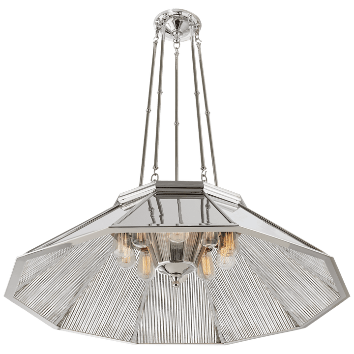 Rivington Large Ten - Paneled Chandelier, a premium Chandelier light by Visual Comfort & Co. Close - up image of its design.