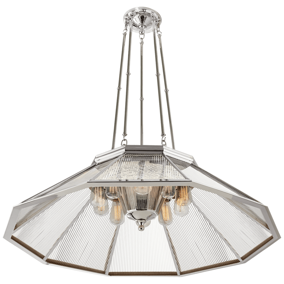 Rivington Large Ten - Paneled Chandelier, a premium Chandelier light by Visual Comfort & Co. Close - up image of its design.