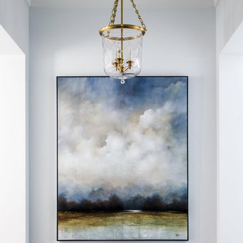 Cambridge Medium Smoke Bell Lantern, a premium Lantern light by Visual Comfort & Co. Close - up image of its design.