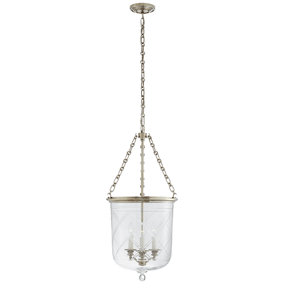 Cambridge Medium Smoke Bell Lantern, a premium Lantern light by Visual Comfort & Co. Close - up image of its design.