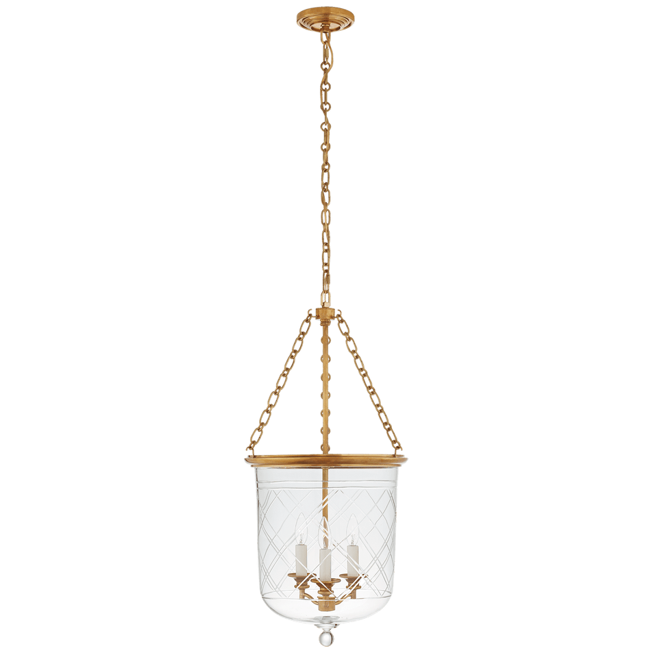 Cambridge Medium Smoke Bell Lantern, a premium Lantern light by Visual Comfort & Co. Close - up image of its design.