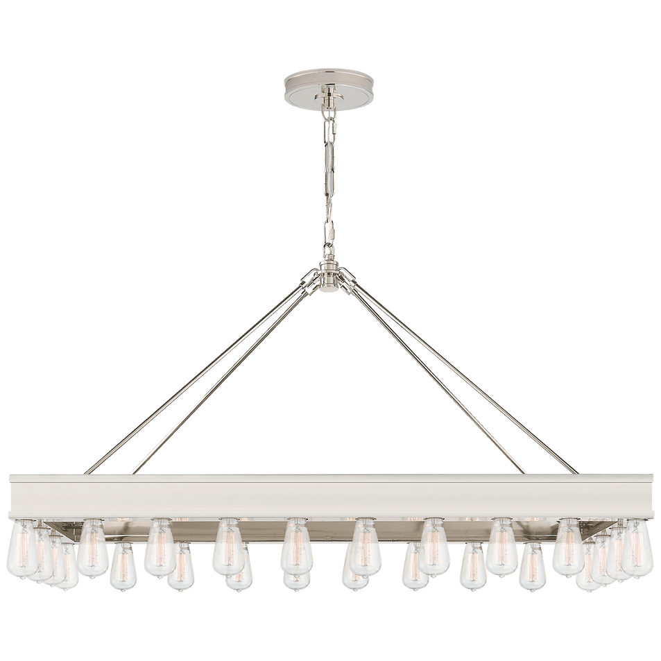 Roark Rectangular Chandelier, a premium Linear light by Visual Comfort & Co. Close - up image of its design.