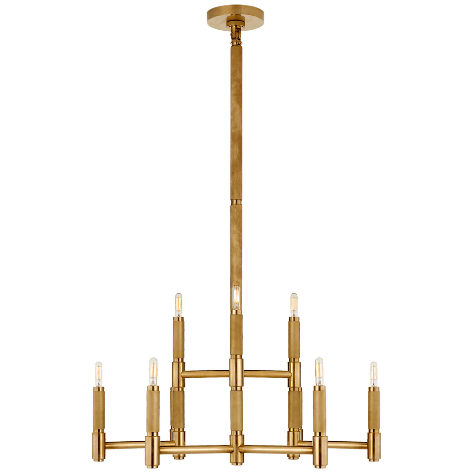 Barrett Medium Knurled Chandelier, a premium Chandelier light by Visual Comfort & Co. Close - up image of its design.