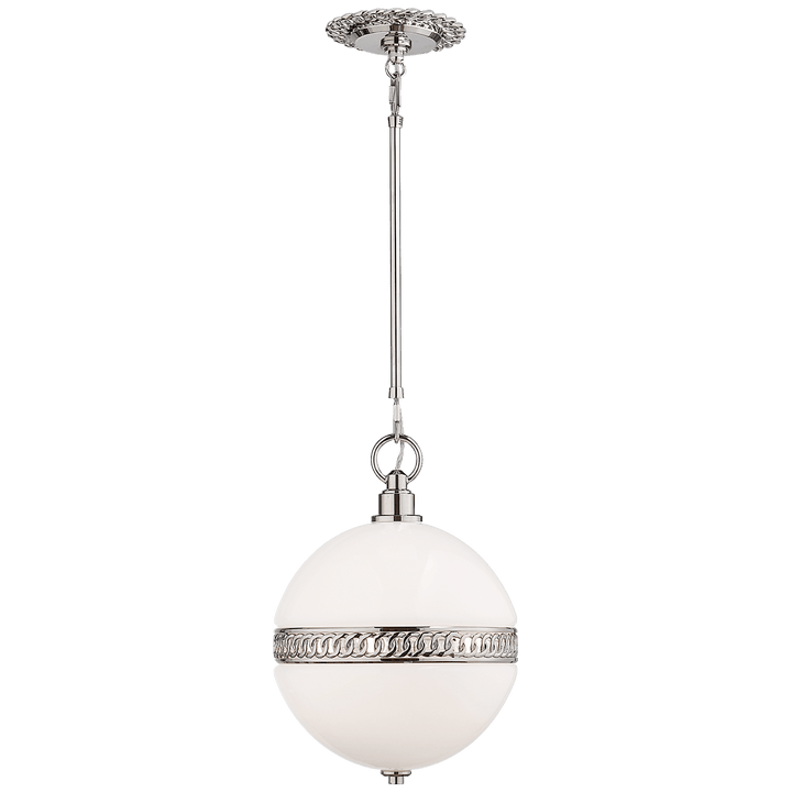 Hendricks Small Globe Pendant, a premium Pendant light by Visual Comfort & Co. Close - up image of its design.