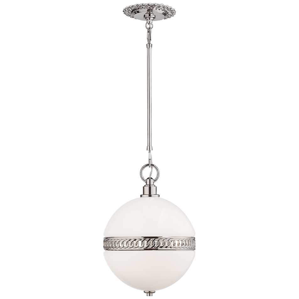 Hendricks Small Globe Pendant, a premium Pendant light by Visual Comfort & Co. Close - up image of its design.