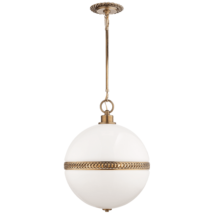 Hendricks Large Globe Pendant, a premium Pendant light by Visual Comfort & Co. Close - up image of its design.