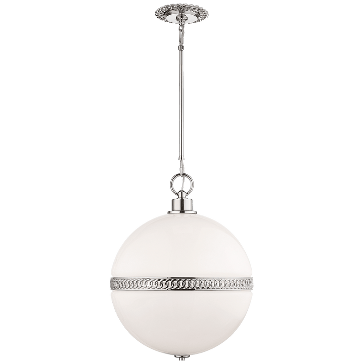 Hendricks Large Globe Pendant, a premium Pendant light by Visual Comfort & Co. Close - up image of its design.