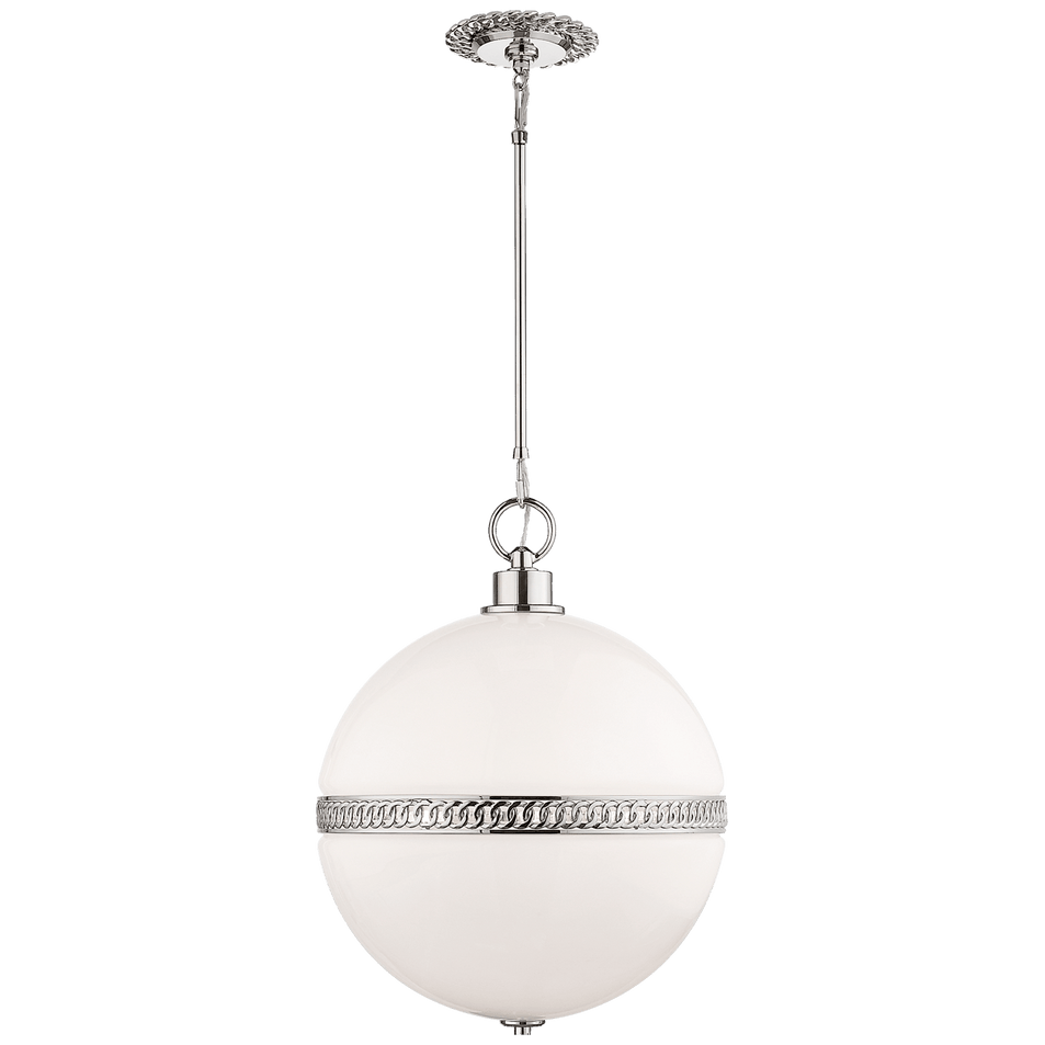 Hendricks Large Globe Pendant, a premium Pendant light by Visual Comfort & Co. Close - up image of its design.