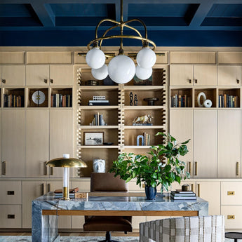 McCarren Single Tier Chandelier, a premium Chandelier light by Visual Comfort & Co. Close - up image of its design.