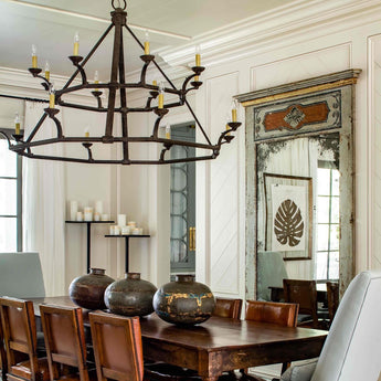 Robertson Double Tier Chandelier, a premium Chandelier light by Visual Comfort & Co. Close - up image of its design.