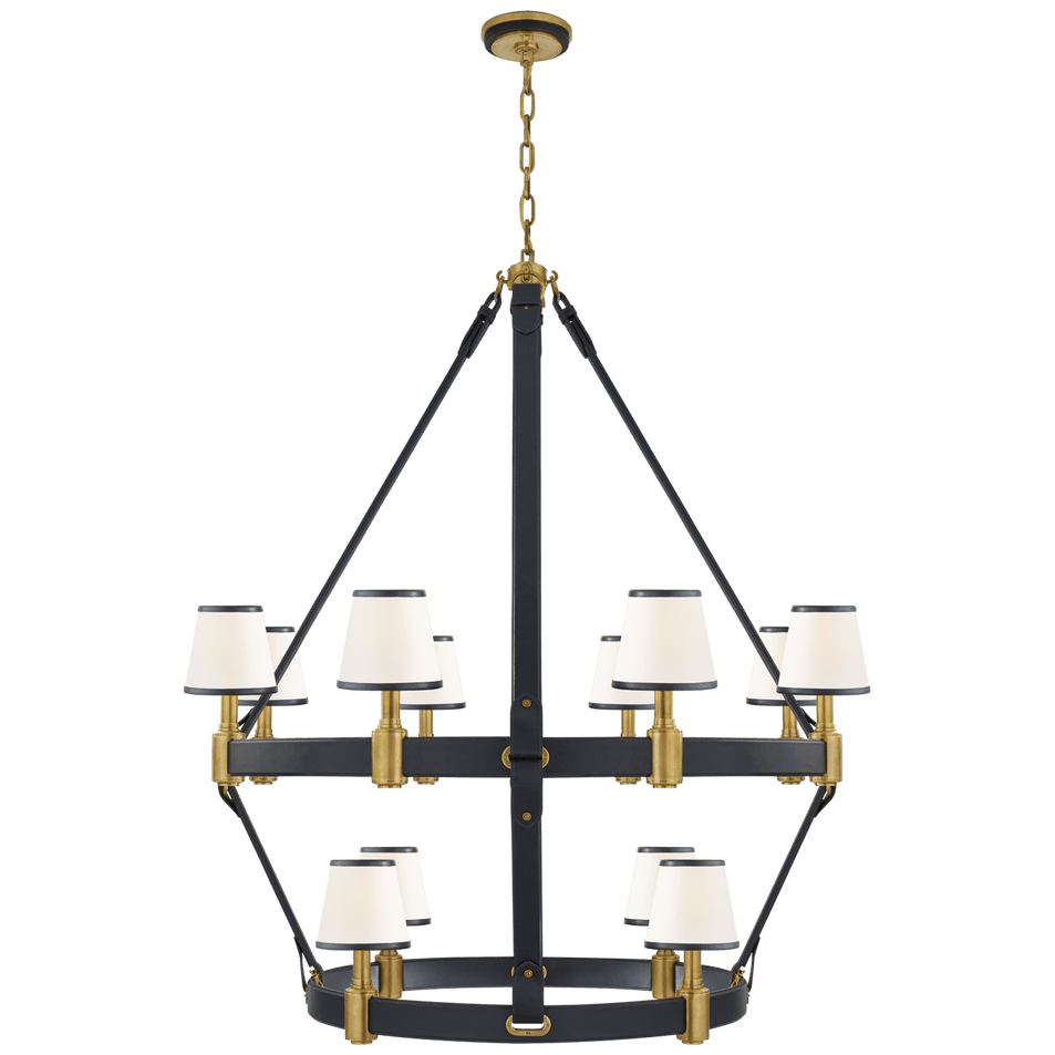 Riley Large Two Tier Chandelier, a premium Chandelier light by Visual Comfort & Co. Close - up image of its design.