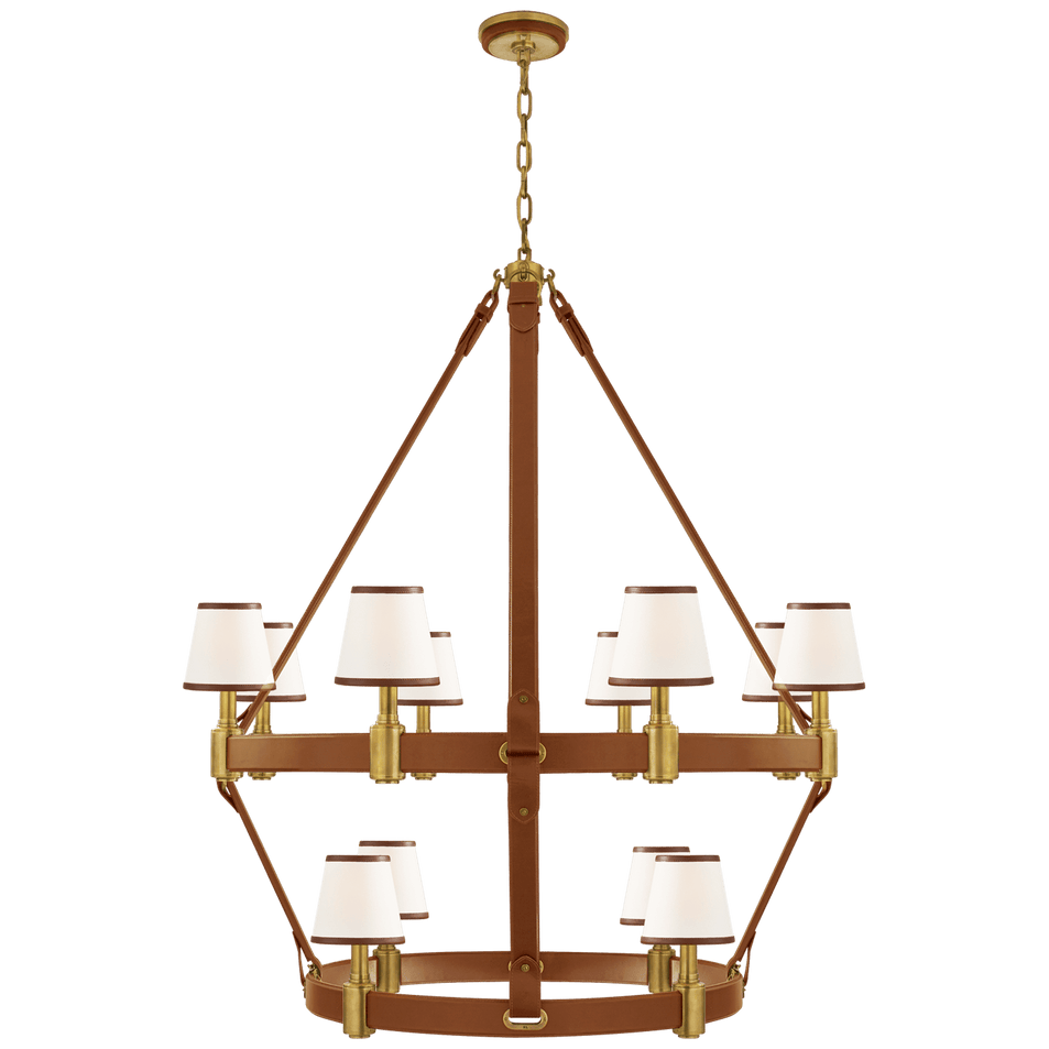 Riley Large Two Tier Chandelier, a premium Chandelier light by Visual Comfort & Co. Close - up image of its design.