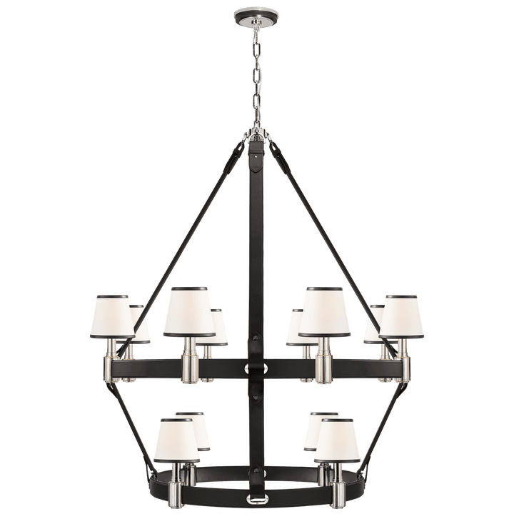 Riley Large Two Tier Chandelier, a premium Chandelier light by Visual Comfort & Co. Close - up image of its design.