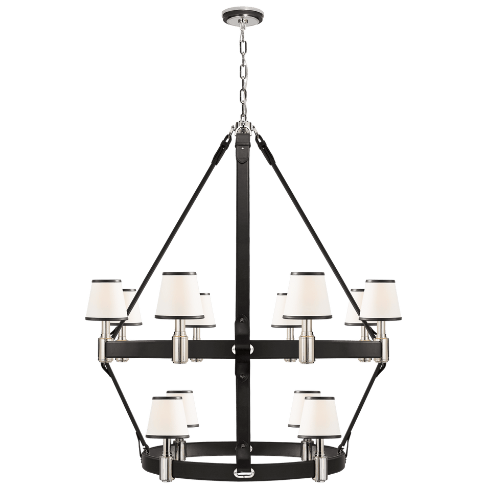 Riley Large Two Tier Chandelier, a premium Chandelier light by Visual Comfort & Co. Close - up image of its design.